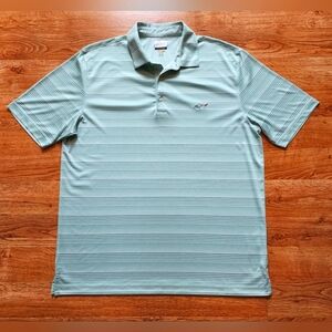 Greg Norman play dry Men's XL Mint With  Green Line Print Golf Polo Shark Shirt